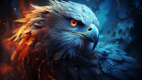 Majestic Azure Eagle Amidst Ember wallpaper