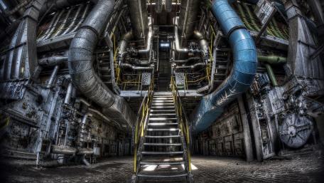 Industrial Heart of Steel and Pipes wallpaper