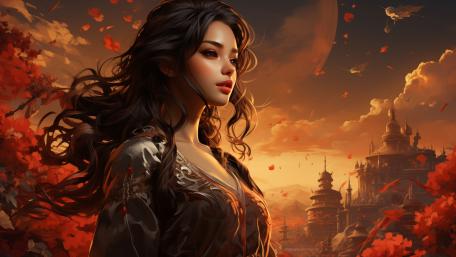 Autumn Fantasy with AI-Crafted Anime Maiden wallpaper
