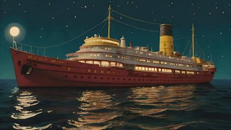 Mystical Ocean Liner Under Moonlight wallpaper