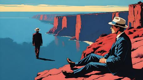Mysterious Figures Overlooking Majestic Canyons wallpaper