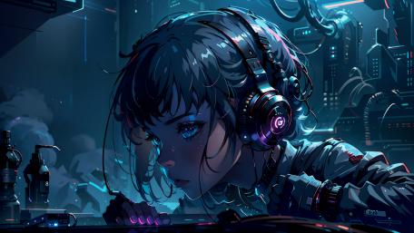 Futuristic Beats in Neon Dreams wallpaper