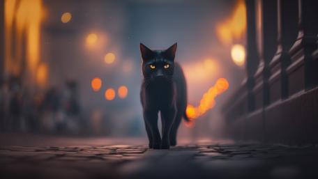 Mystic Feline Amidst Twilight Glow wallpaper