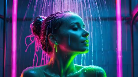 Neon Rain Serenity wallpaper