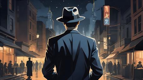 Mysterious Man in Vintage Noir Streets wallpaper