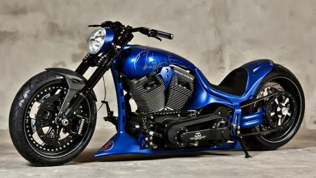 Blue Custom Harley-Davidson Motorcycle Majesty wallpaper