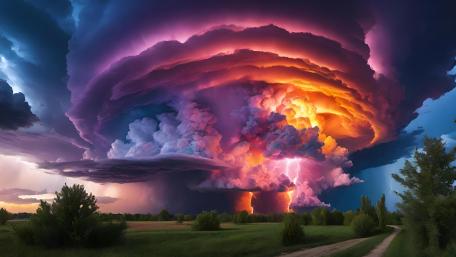 Electric Tempest Over Countryside wallpaper