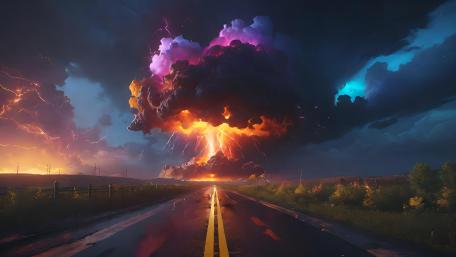 Epic Storm Illumination on the Horizon wallpaper