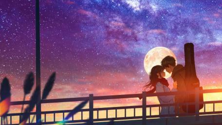 Starry Embrace Under the Moonlight wallpaper