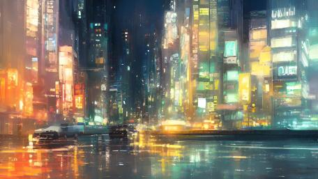 Neon Drenched Cyberpunk Metropolis wallpaper