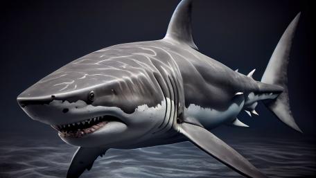 Majestic Great White Shark in the Depths wallpaper