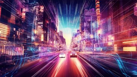 Futuristic Metropolis in Motion wallpaper