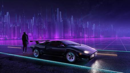 Retro Futuristic Lamborghini Dreams wallpaper