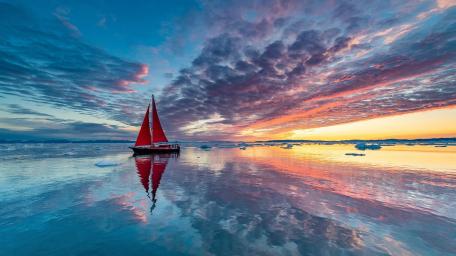 Sailing into Sunset Serenity wallpaper