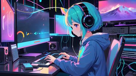 Anime Music Producer at Work wallpaper