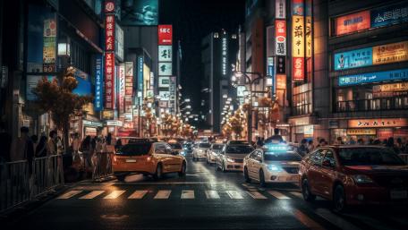 Neon Buzz of the Evening Metropolis wallpaper