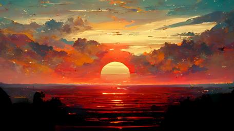 Crimson Seascape Reverie wallpaper