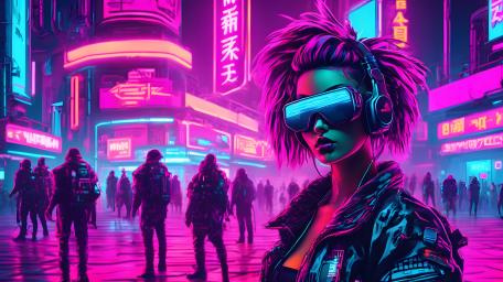 Cyberpunk Visionary in Neon Metropolis wallpaper