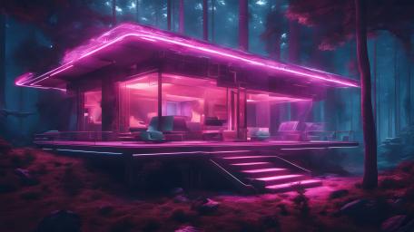Futuristic Forest Neon Abode wallpaper