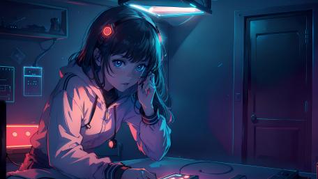 Melancholic Cyber Glow wallpaper