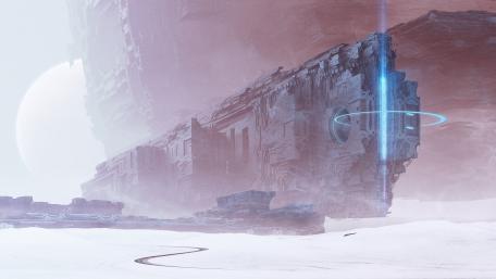 Deserted Alien World with Mysterious Artifact wallpaper