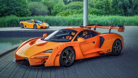 Orange McLaren Senna Masterpiece Beside Water wallpaper