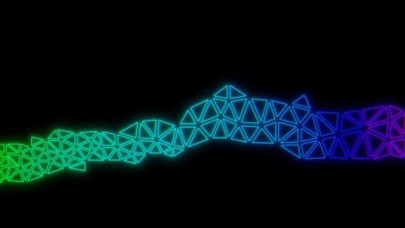 Vibrant Neon Geometric Waves on Black Background wallpaper