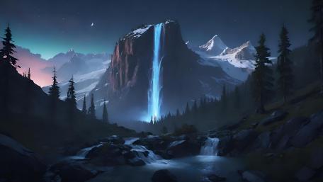 Majestic Twilight Cascade wallpaper