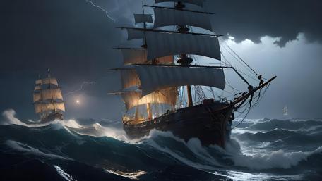 Stormy Odyssey of the Galleons wallpaper
