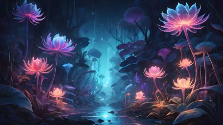 Luminous Lotus Dreamscape wallpaper