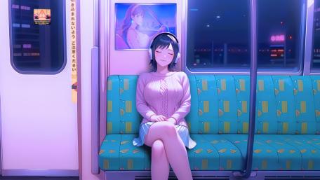 Serene Commute in Digital Harmony wallpaper