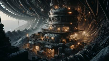 Futuristic Industrial Extraterrestrial Facility wallpaper