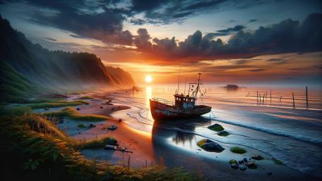 Sunset Over Forgotten Shores wallpaper