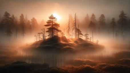 dusk at bog wallpaper