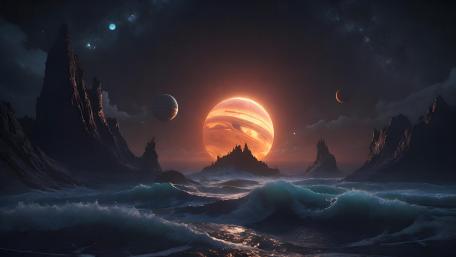 Twilight Mirage on an Alien Shore wallpaper