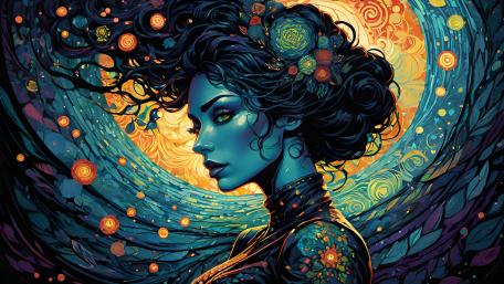 Mystical Maiden of the Cosmic Garden wallpaper