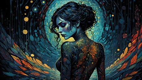 Mystical Reverie in Cosmic Swirls wallpaper