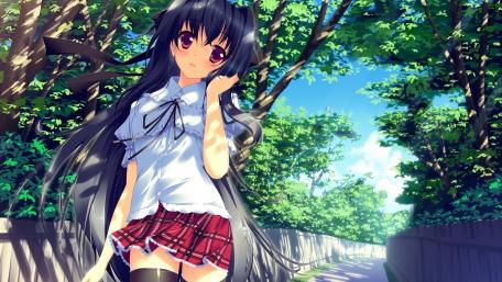 Anime Schoolgirl Stroll in Sunshine wallpaper
