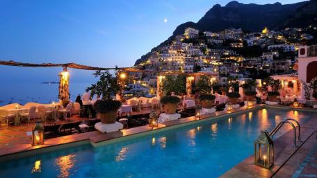 Serene Positano Evening at Le Sirenuse Hotel wallpaper