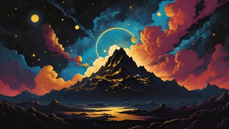Mystical Summit Under Celestial Wonders wallpaper