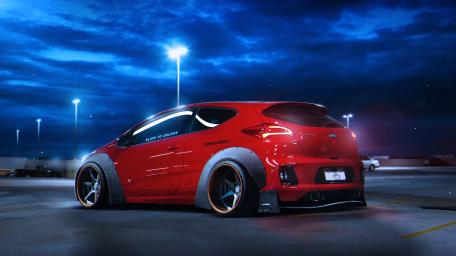 Sleek Red Kia Ceed Under Night Sky wallpaper