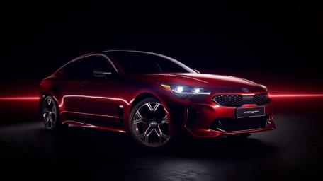 Red Kia Stinger in a Dark Ambiance wallpaper
