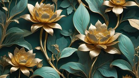Elegant Golden Lotus Bloom Artistry wallpaper