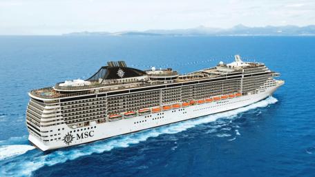 Majestic Ocean Liner on Blue Seas wallpaper