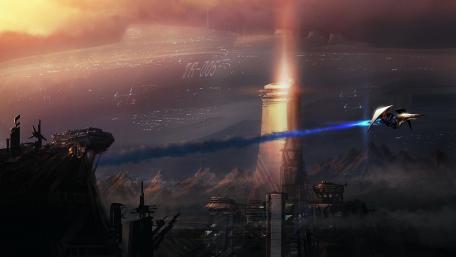 Futuristic Cityscape at Twilight wallpaper