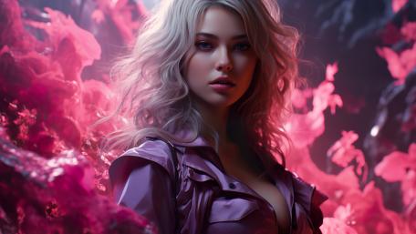 Enigmatic Beauty Amidst Roseate Dreams wallpaper