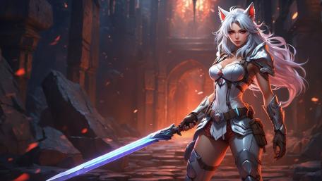 Samurai Cat Girl Confronts the Unknown wallpaper