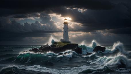 Beacon Amidst the Stormy Seas wallpaper
