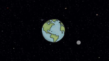 Whimsical Earth and Moon in Space wallpaper