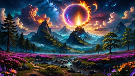 Mystic Valley of Cosmic Wonders wallpaper